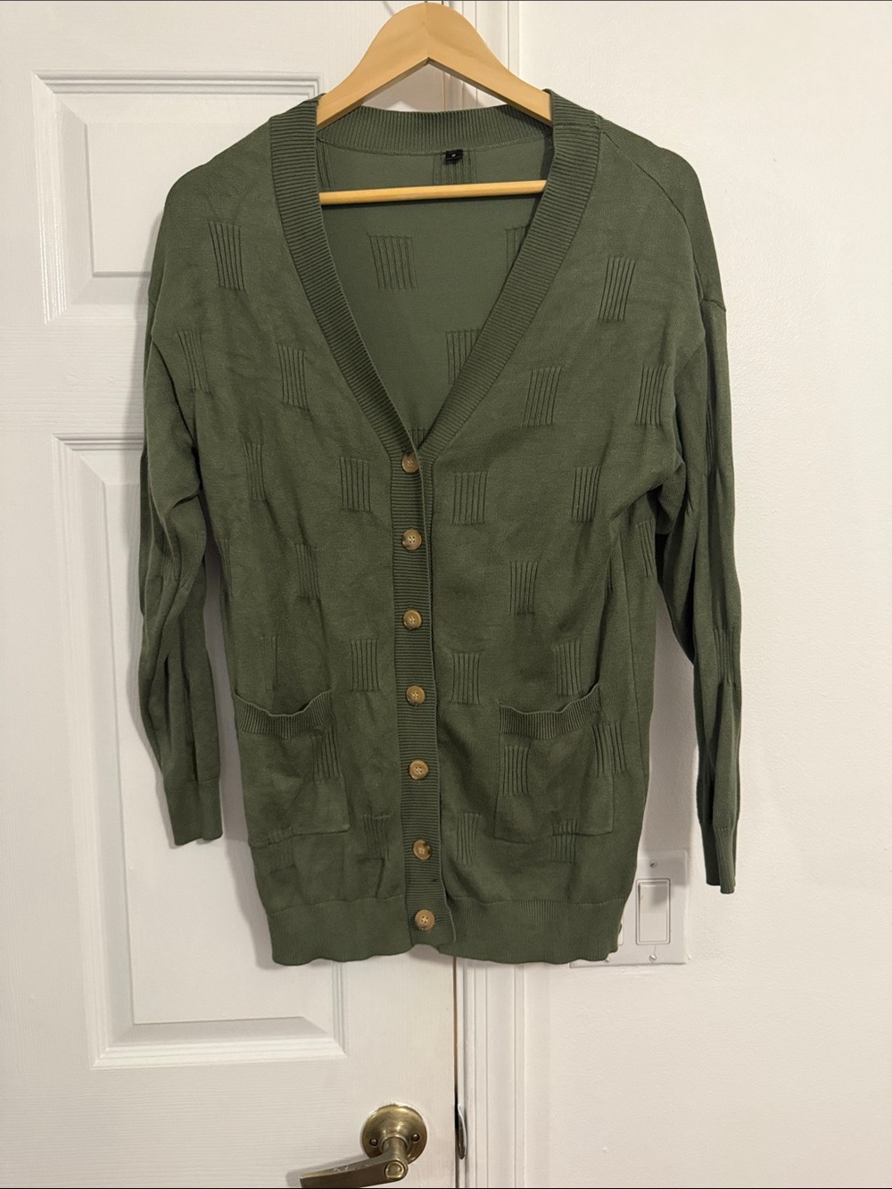 Olive Green Button-Up Cardigan